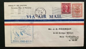 1929 Balboa Canal Zone Panama First Flight cover  to New York Usa Via Miami F5