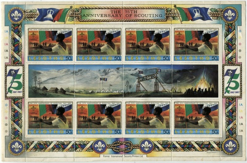 LESOTHO #360 Scouting Anniversary Souvenir Sheet Stamps Postage 1982 Mint NH