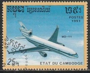 1991 Cambodia - Sc 1153 - used VF - 1 single - Aircraft