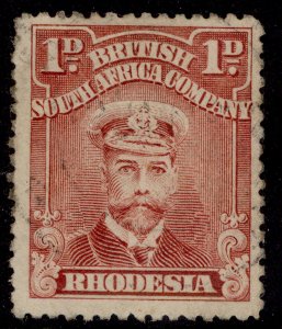 RHODESIA GV SG192, 1d brown-red, FINE USED.