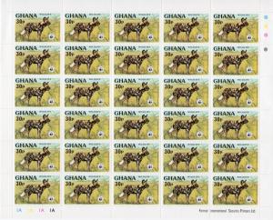 Ghana 1977 Sc#621/624 WWF WILDLIFE 4 Mini-Sheetlets of 30 values each UNFOLDED