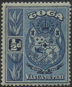 Tonga 1897 SG38 ½d blue Arms MH