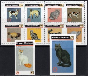 GRUNAY (Scotland) 1984 Domestic Cats-Rotary International Shlt (8) + 2 S/S MNH