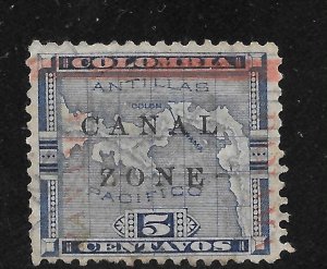 Canal Zone Scott 12 Used HR - 1904 Panama Overprinted - SCV $2.75
