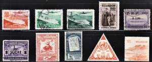 Ecuador 50 different Air Mail stamps F to VF used. All fault free.  FREE...