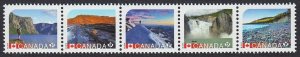 UNESCO SITES in CANADA = Strip of 5 stamps from S/S MNH Canada 2014 #2718a-e