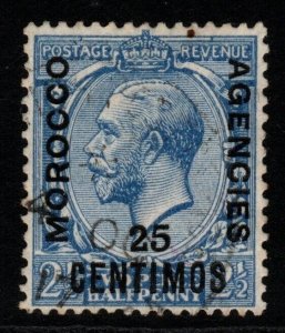 MOROCCO AGENCIES SG133 1914 25c on 2½d BLUE FINE USED