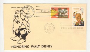 1968 WALT DISNEY 1355 MATHERS DUAL CANCEL FDC + 1727 TALKING PICTURES 7 DWARFS