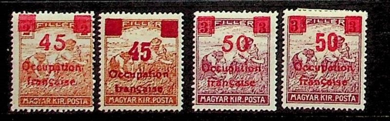 HUNGARY - FRENCH OCCUPATION Sc 1N18-21 LH SET OF 1919 - OVERPRINTS - ALL SIGNED