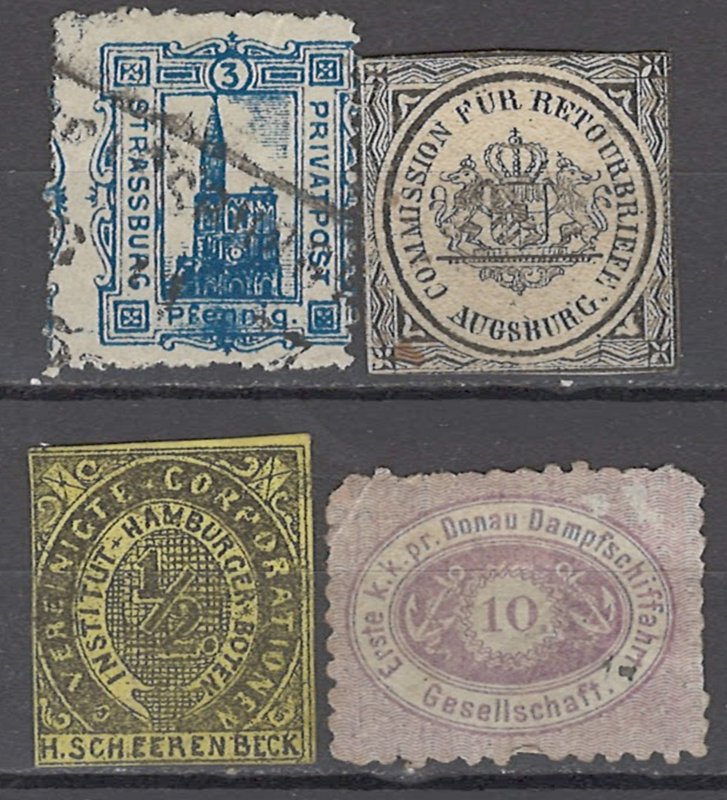 COLLECTION LOT OF #1089 GERMANY 4 PRIVATE POST STAMPS