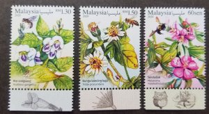 *FREE SHIP Malaysia Wild Flowers III 2020 Honey Bee Insect (stamp margin) MNH