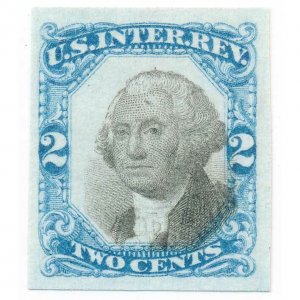 R104TC3g 2c Second Issue, Blue & Black, Washington Revenue Stamp Proof, 1871