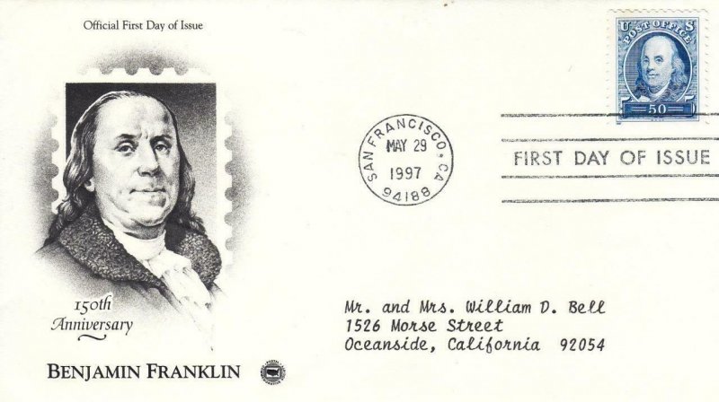 1997, 150th Anniv. Benjamin Franklin, PCS, FDC (E8069)