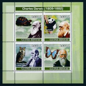 [96489] Guinea Bissau 2007 Darwin Turtle Panda Owl Butterfly Sheet MNH