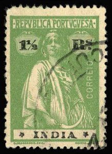 PORTUGUESE INDIA Sc 375B USED - 1920 1½r - Ceres, Ordinary paper - Perf 15 x 14