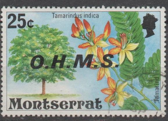 Montserrat 1976, 25c tamarind tree Official, used (A183)