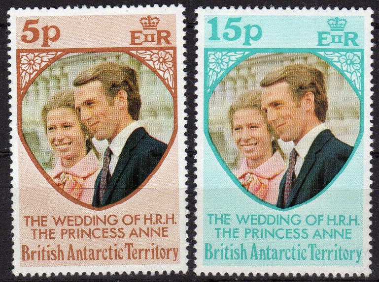 BRITISH ANTARCTIC TERRITORY SC#60 -61 Wedding of Princess Anne (1973) MNH​