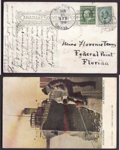 Canada-cover #10187 - 1c Edward-p/c to USA ,Union C(orner),PEI- re-addressed ,