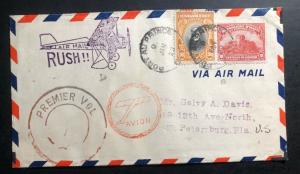 1929 Port Prince Haiti First Flight Airmail Cover FFC To St Petersburg FL USA