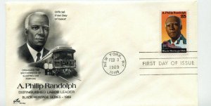 2402 A Philip Randolph, Black Heritage, 1989, Artcraft FDC