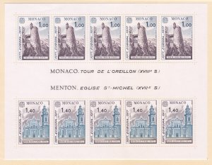 Monaco 1068a MNH (1067-68) 1977 Helmet Tower & St Michael's Church Souvenir Sht