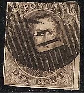 Belgium   10 Used 1858 10c brown King Leopold I CV $9.00
