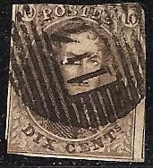 Belgium   10 Used 1858 10c brown King Leopold I CV $9.00