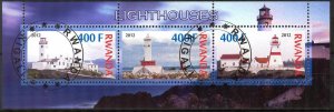 {g0092} Rwanda 2012 Lighthouses sheet Used / CTO Cinderella