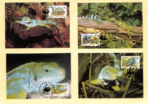 Tonga WWF World Wild Fund for Nature maxi cards Banded iguana