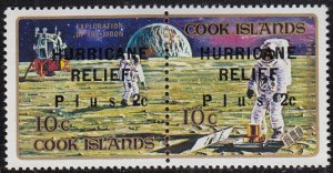 Cook Islands 1972 MH Sc #B22 Pair 10c + 2c Astronauts, Moon O/P