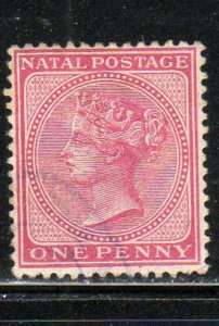 NATAL #67  1884  1p        QUEEN VICTORIA  F-VF  USED    h