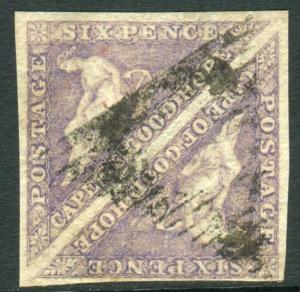 CAPE OF GOOD HOPE-1855-63 6d Deep Rose Lilac.  A fine used pair Sg 7b