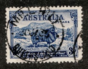 1934 Australia Sc #148 - Captain John MacArthur / Sheep : Used stamp Cv$19