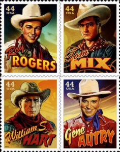 4449a 44c Cowboys of the Silver Screen P11111 Top Plate Block of 10