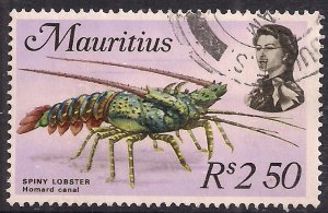 Mauritius 1969 - 73 QE2 2rs 50ct Spiny Lobster used SG 397 ( M159 )