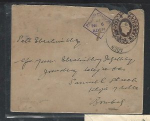 ADEN COVER (PP1311B)  1940  KGVI 1A PSE CENSOR #6 ADEN TO INDIA 