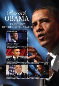 Union Island 2011 - President Barack Obama Sheet of 4 Stamps (#2) MNH