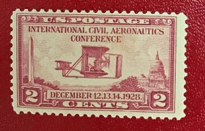 1928 US Sc 649 unused 2 cent Wright airplane CV$1.10 Lot 1633