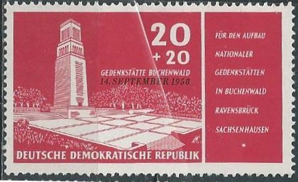 Germany DDR B43 (mh) 20+20pf Buchenwald memorial w/ovpt (1958)