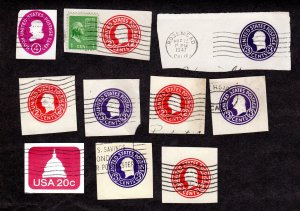 USA, Cut Squares, Lot of 10 used cut squares.  Lot 230811 -26