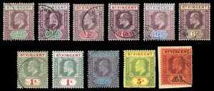 St Vincent 1904 KEVII complete set of eleven very fine used. SG 85-93.