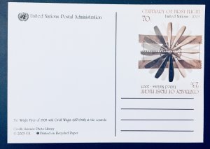 United Nations NY #840-841 23¢ and 70¢ Centenary of First Flight (2003). FDC