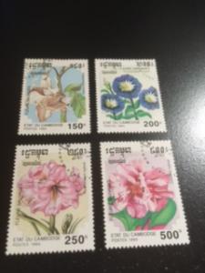 Cambodia sc 1264-1267 u flowers