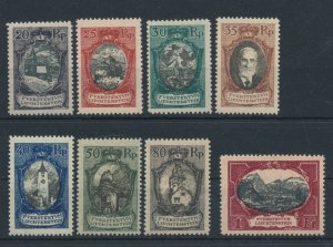 1921 Liechtenstein, n 52/59, Different views or effigies of Prince John II, 8 va