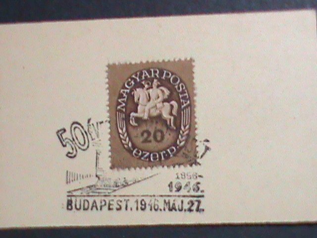 ​HUNGARY-1946- 76 YEARS OLD- STAMP PROOF CARD WITH STAMP-VF-HARD TO FIND