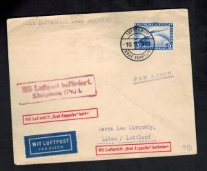 1929 Frankfurt Flight Germany Graf Zeppelin Cover LZ 127 to Libau Leo Zirinsky