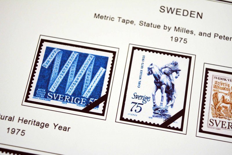 COLOR PRINTED SWEDEN 1971-1988 STAMP ALBUM PAGES (62 illustrated pages)