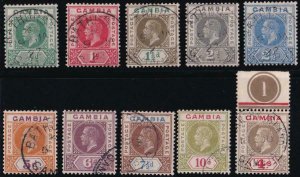 Gambia 1921-1922 SC 87-96 Used Set 