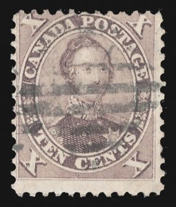 Canada 1859 10c brown very fine used. SG 36. Sc 17b.