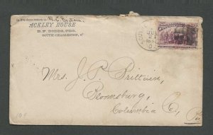 1893 2c Columbian From South Charleston Oh From Ackley House